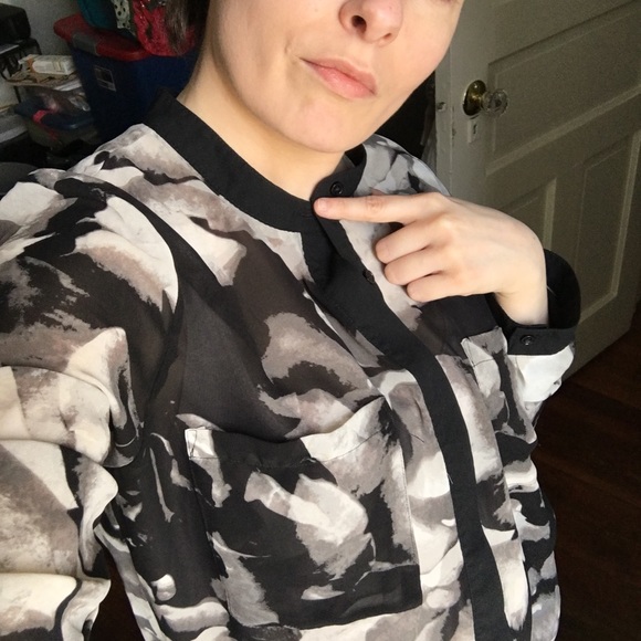 Sheer Mesh, Long Sleeved Button Down Tunic - Picture 2 of 8